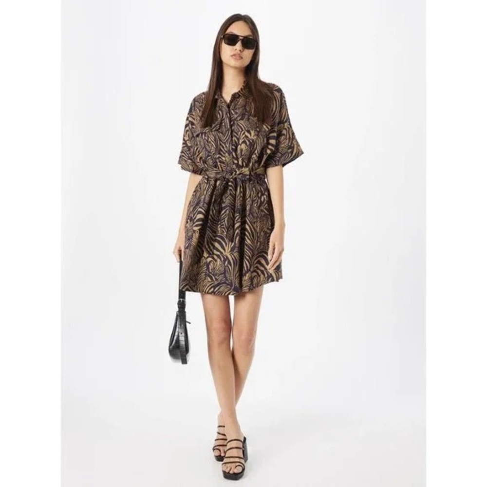 BANANA REPUBLIC Linen Utility Dress Zebra Print Size L $190.0